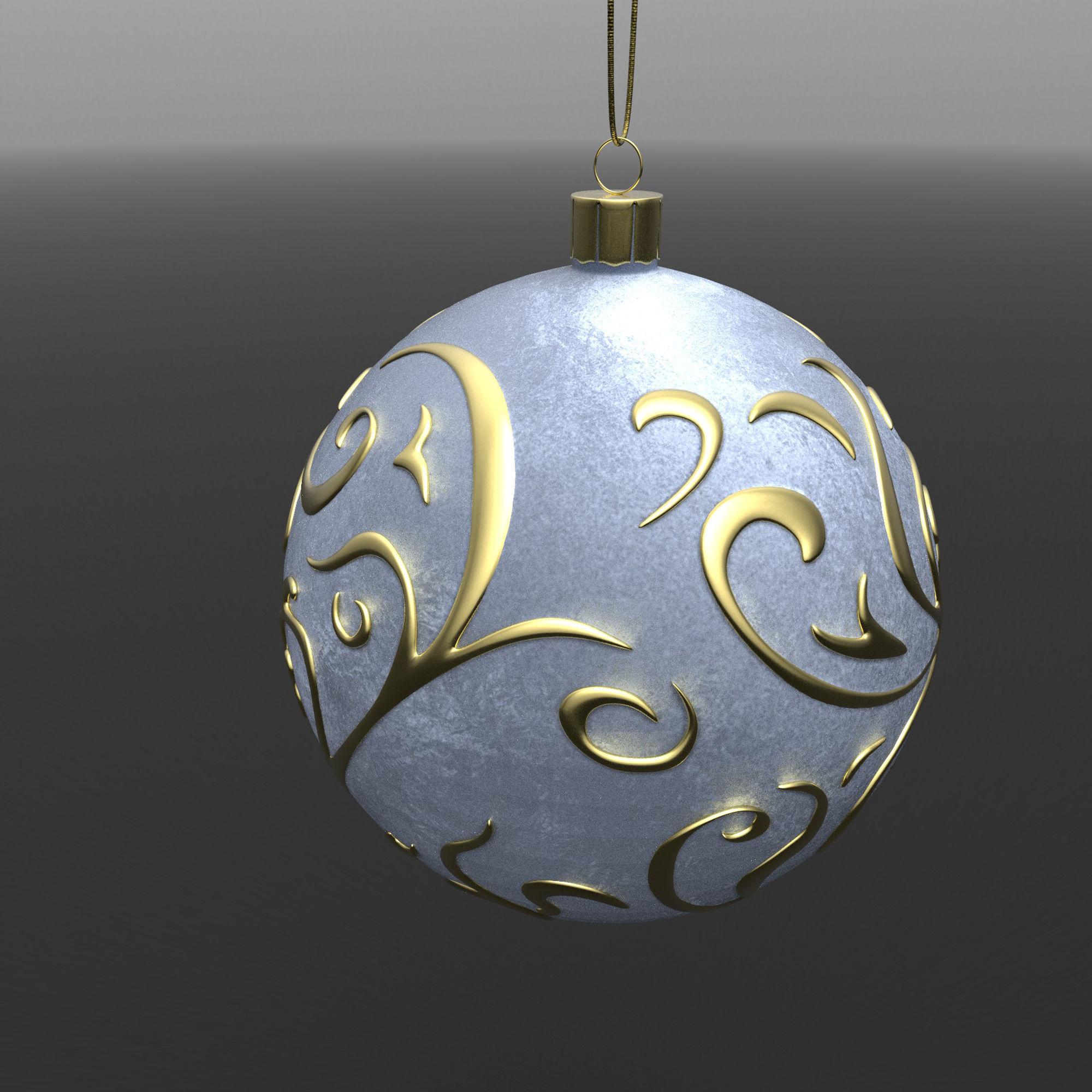 Christmas White Ball 3D model_15