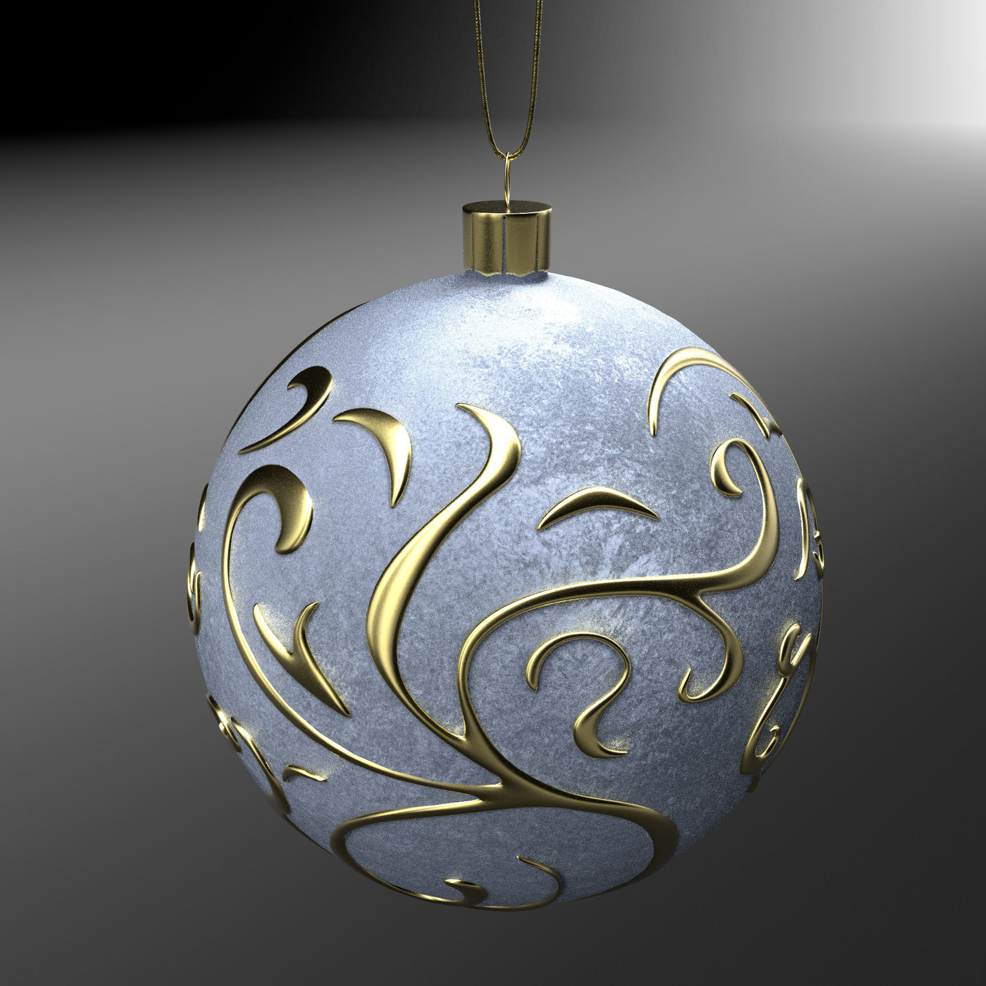 Christmas White Ball 3D model_10