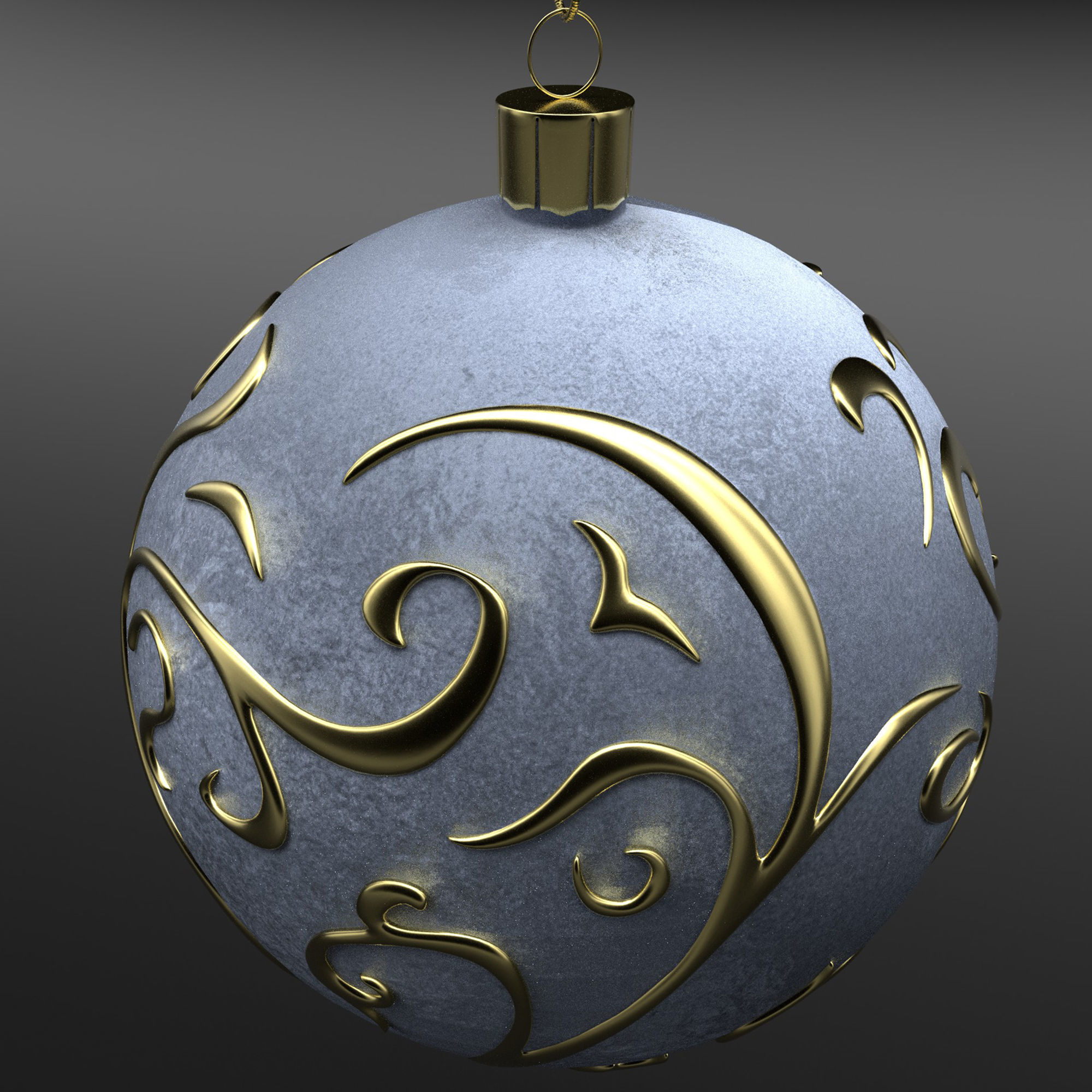 Christmas White Ball 3D model_2