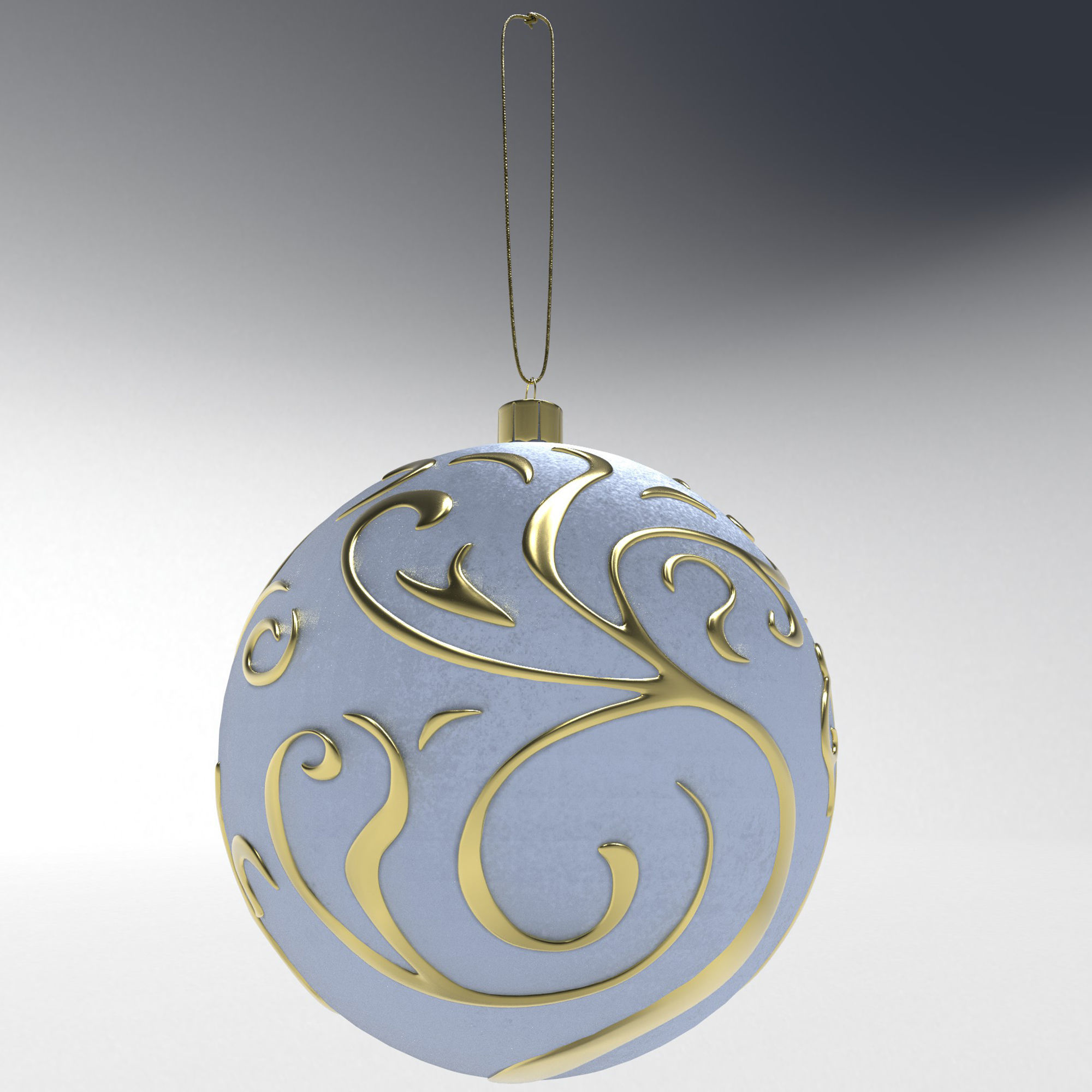 Christmas White Ball 3D model_4