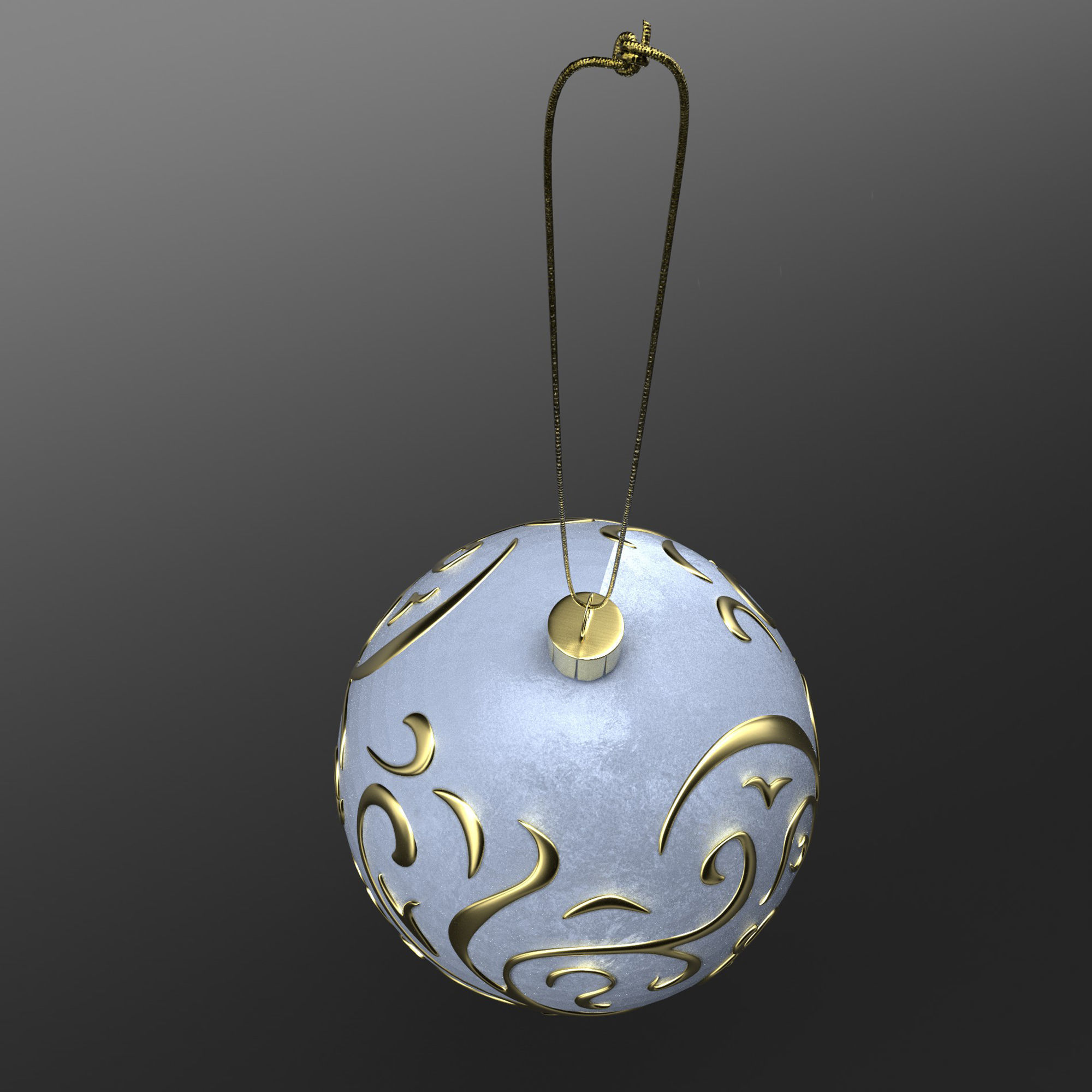Christmas White Ball 3D model_3