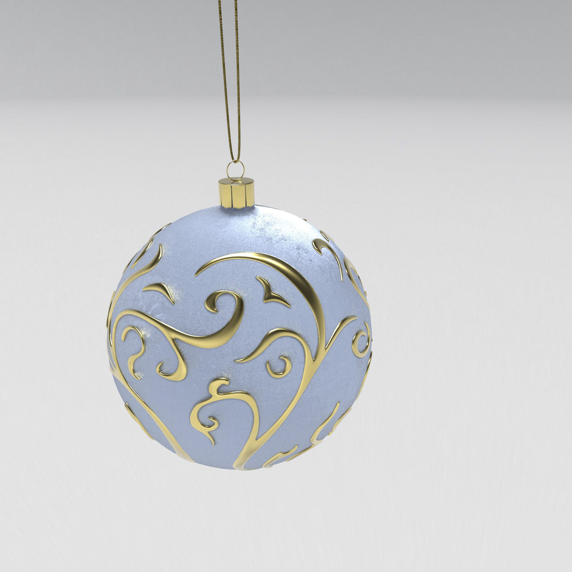 Christmas White Ball 3D model_11