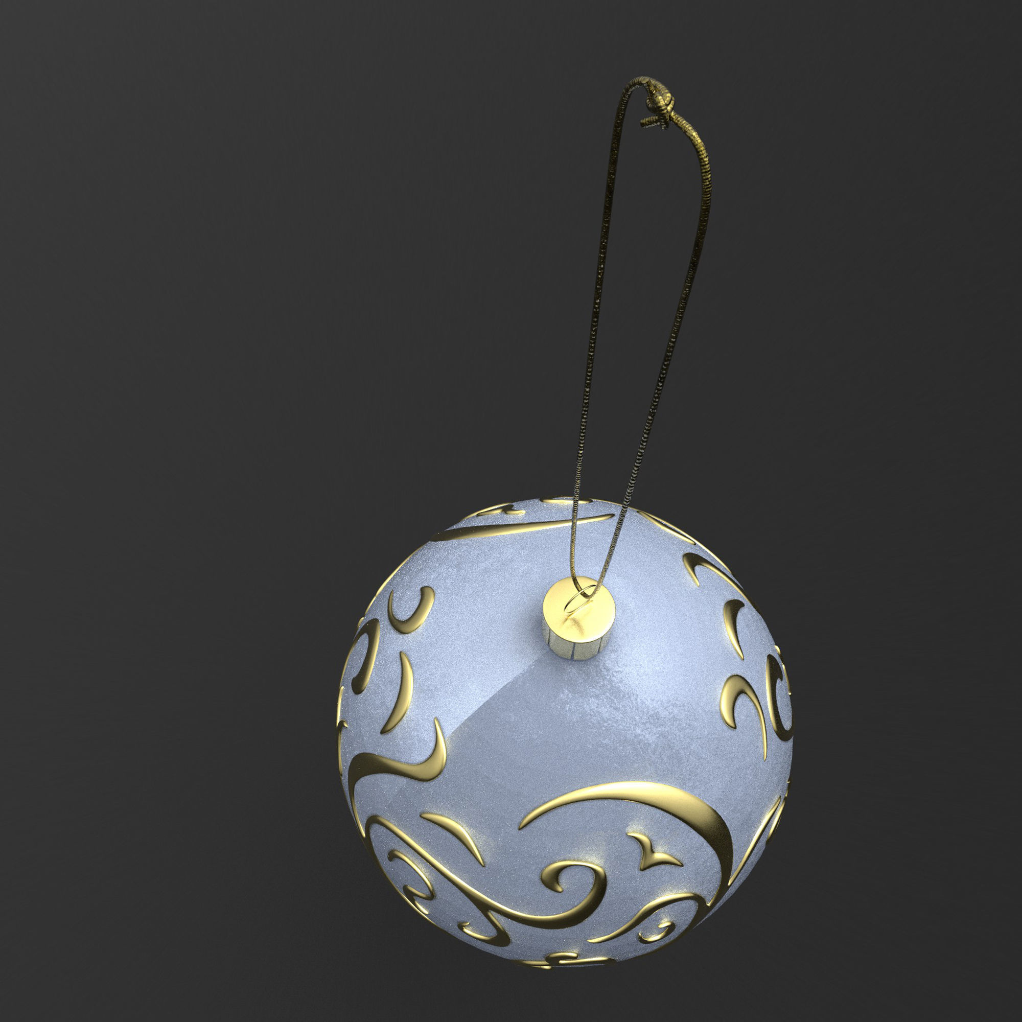 Christmas White Ball 3D model_17