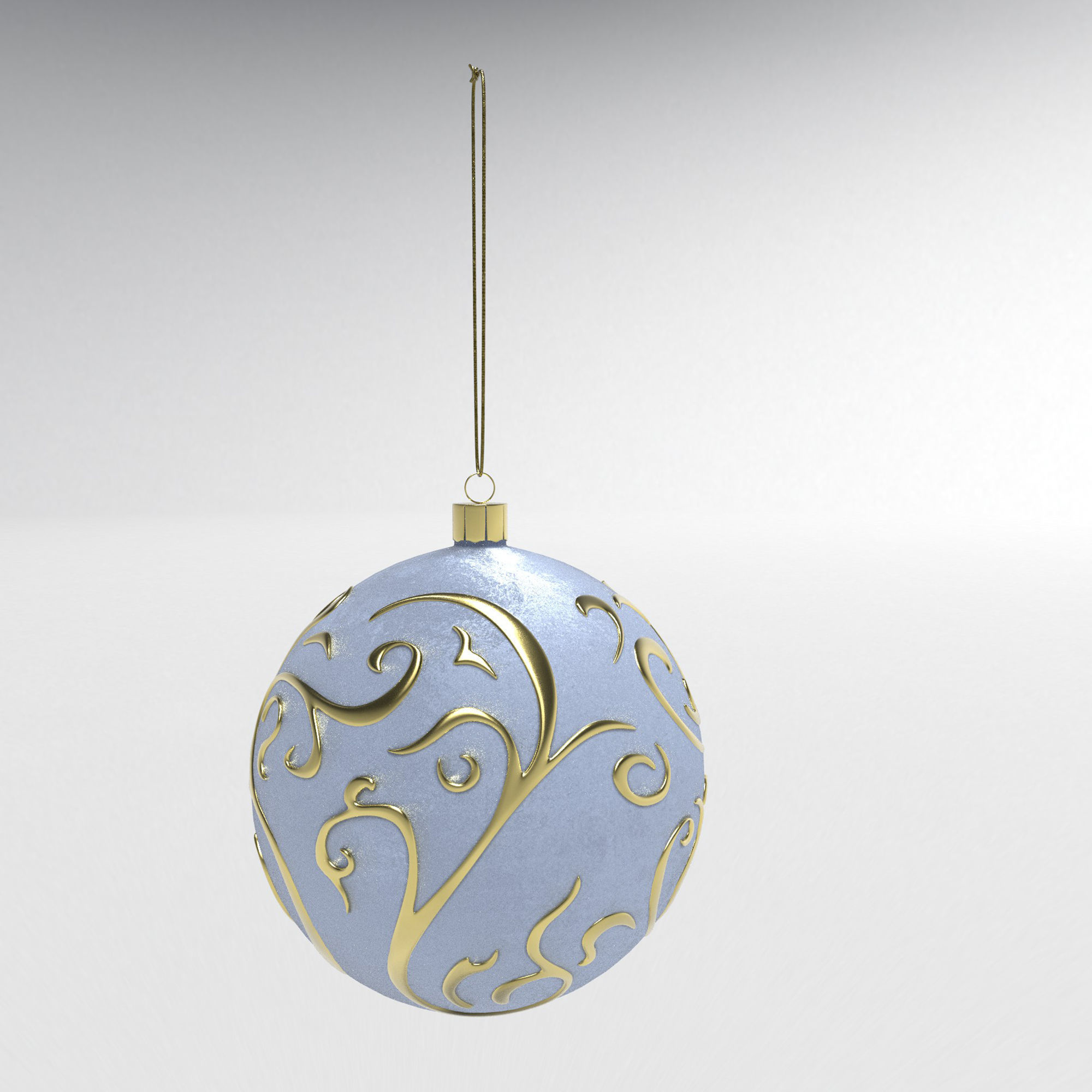 Christmas White Ball 3D model_8