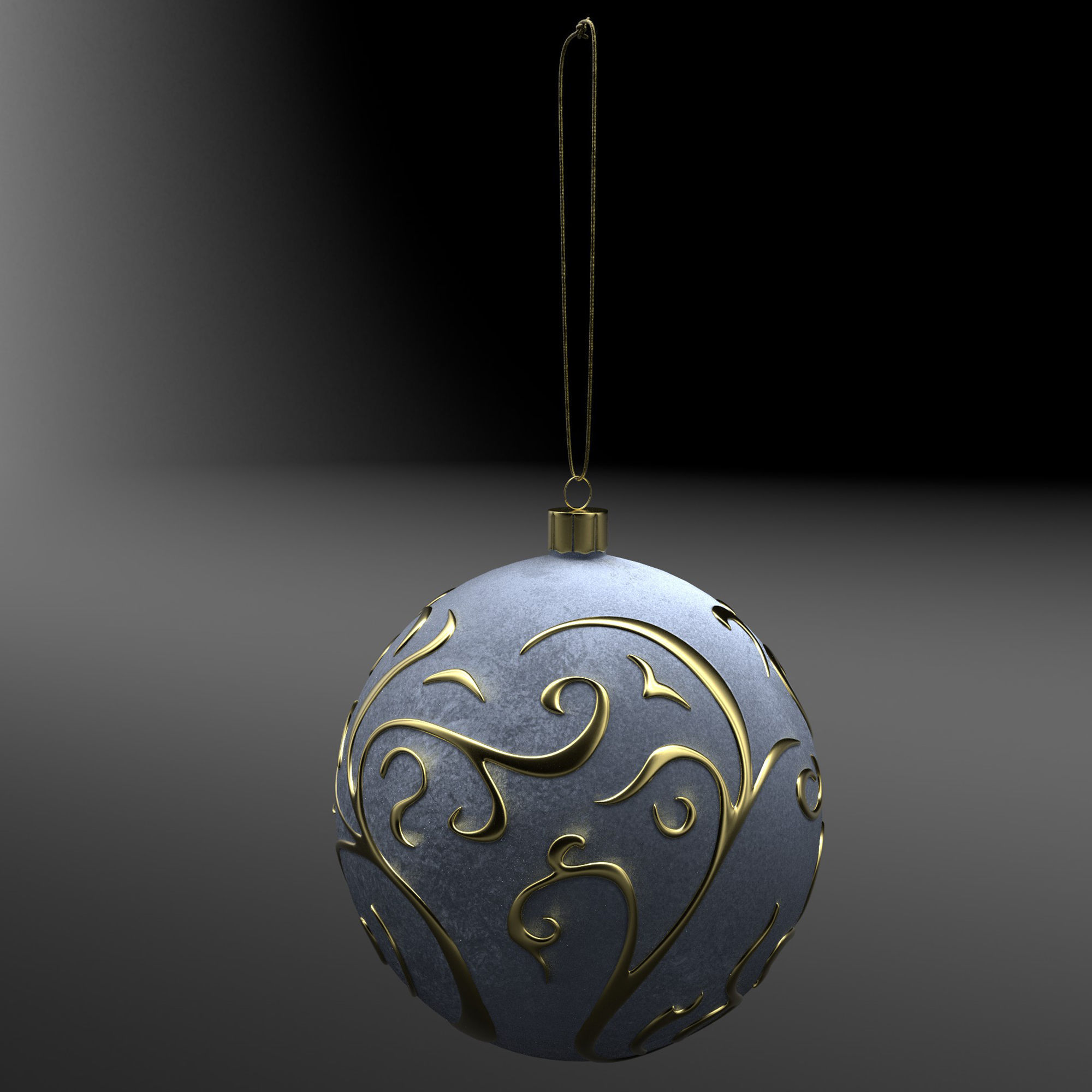 Christmas White Ball 3D model_9
