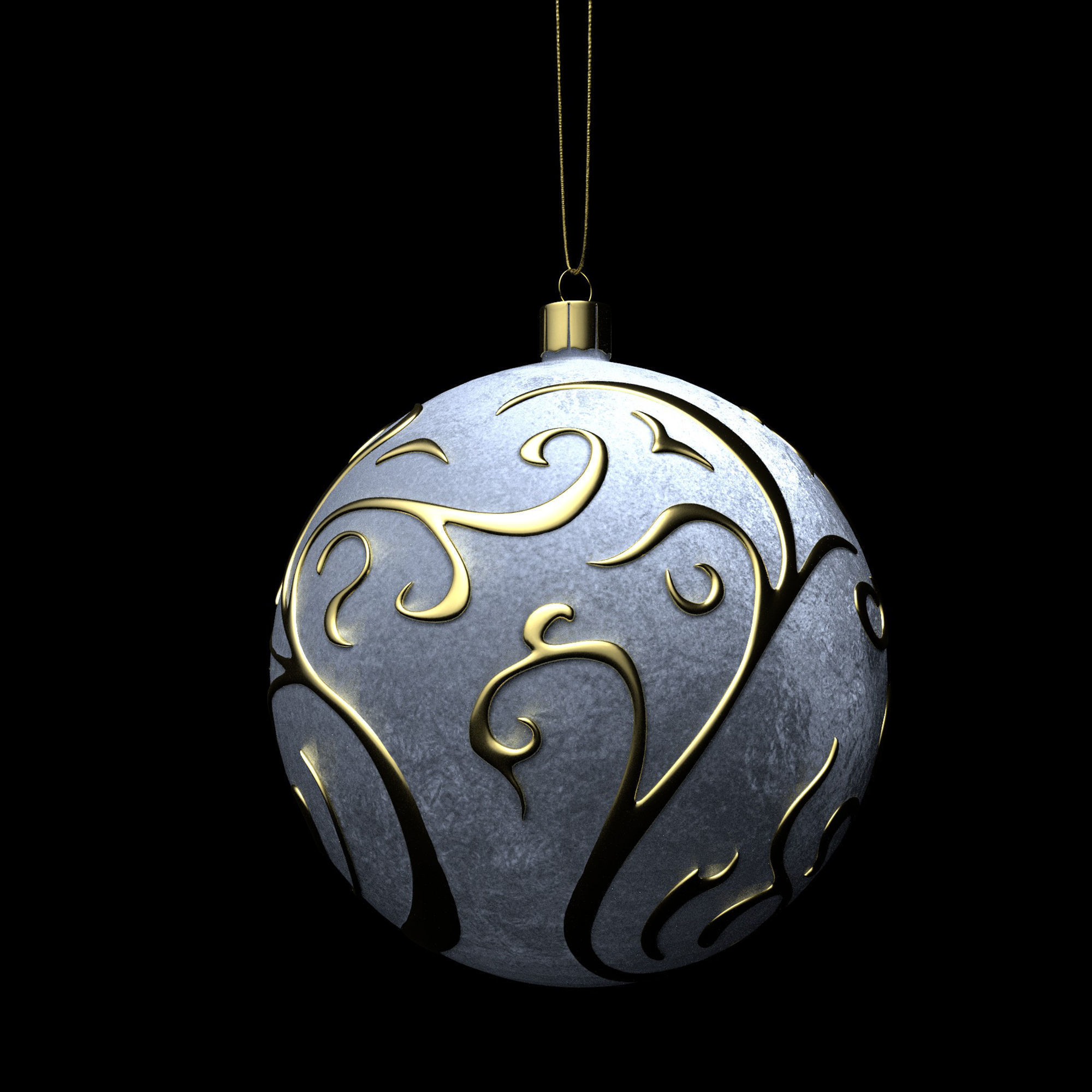 Christmas White Ball 3D model_18