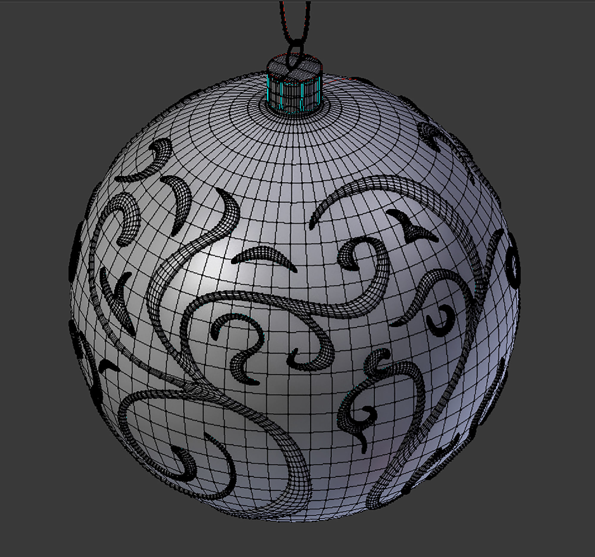 Christmas White Ball 3D model_7