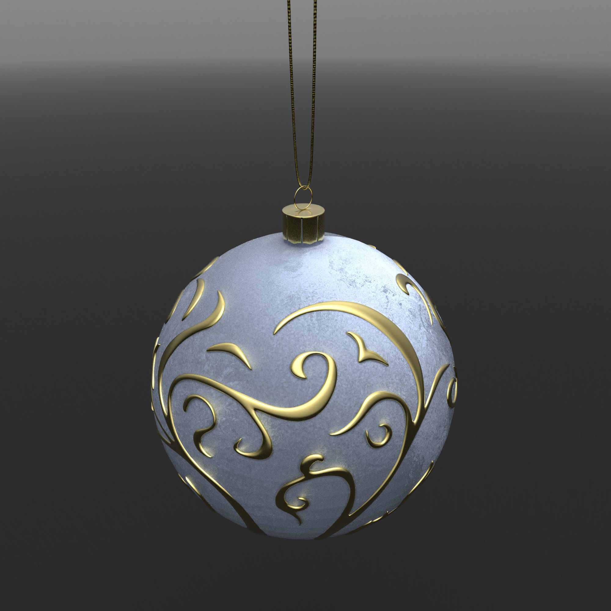 Christmas White Ball 3D model_13