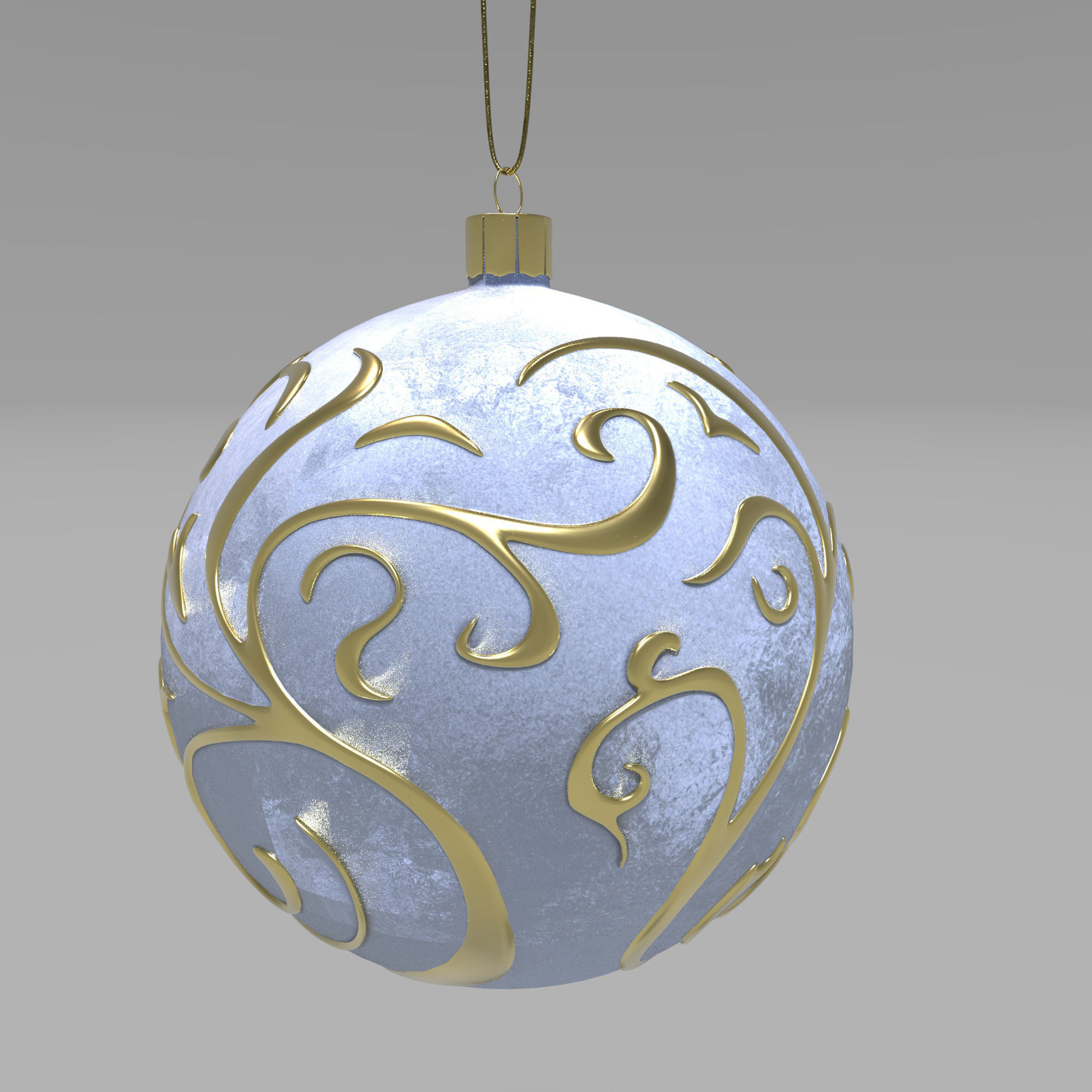 Christmas White Ball 3D model_14