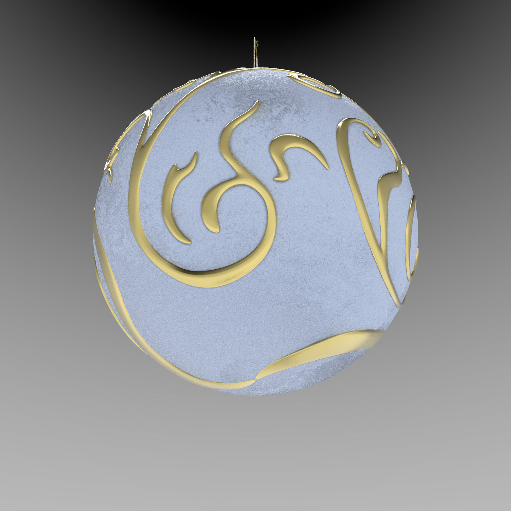 Christmas White Ball 3D model_12