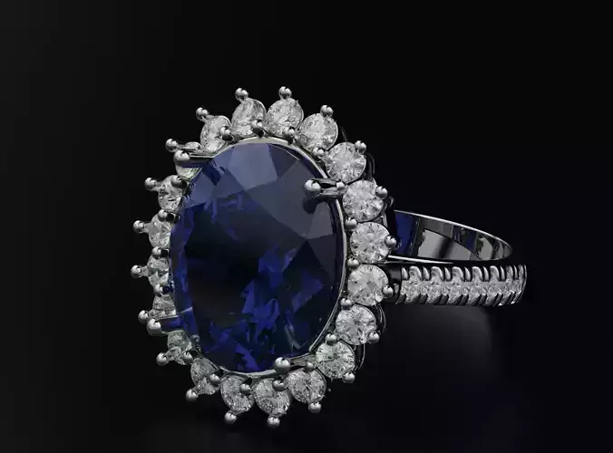 Ring oval with diamonds 581