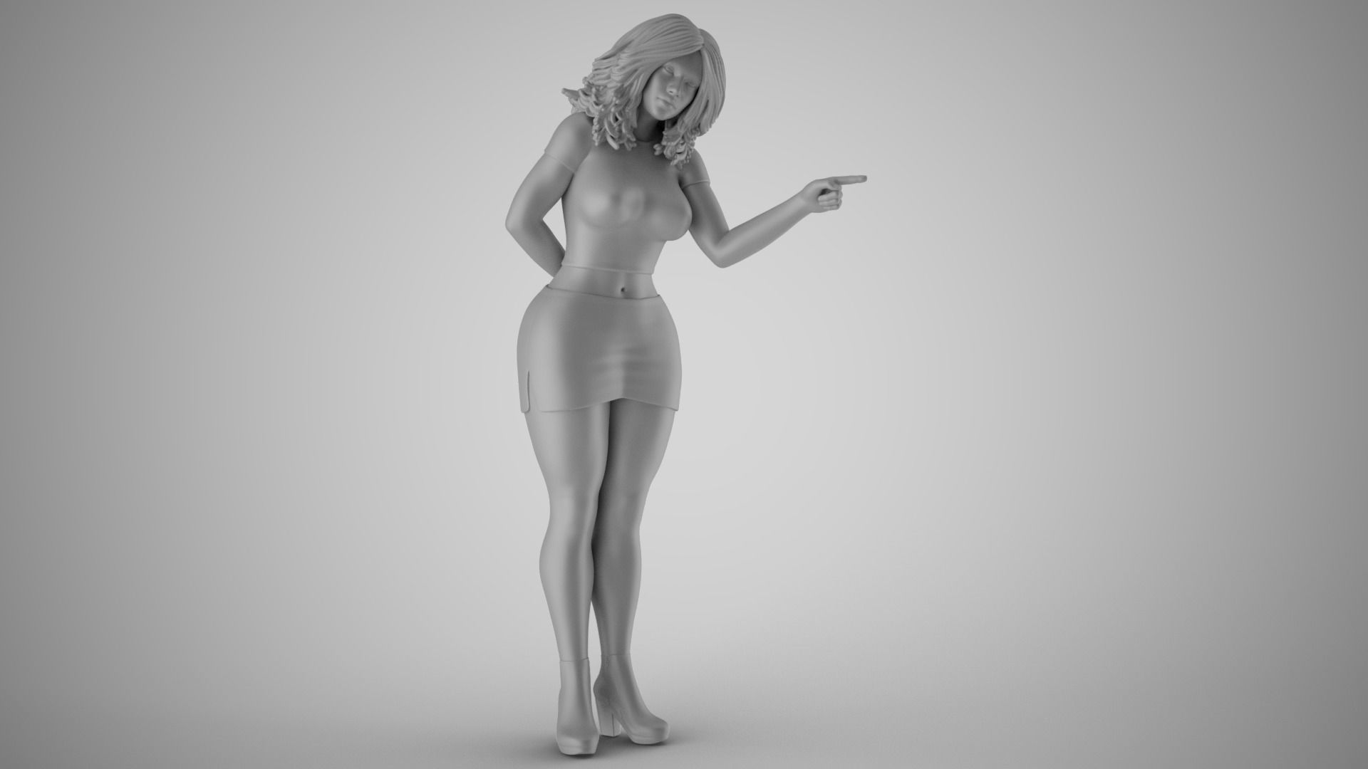 Woman Show the Door 3D print model_2