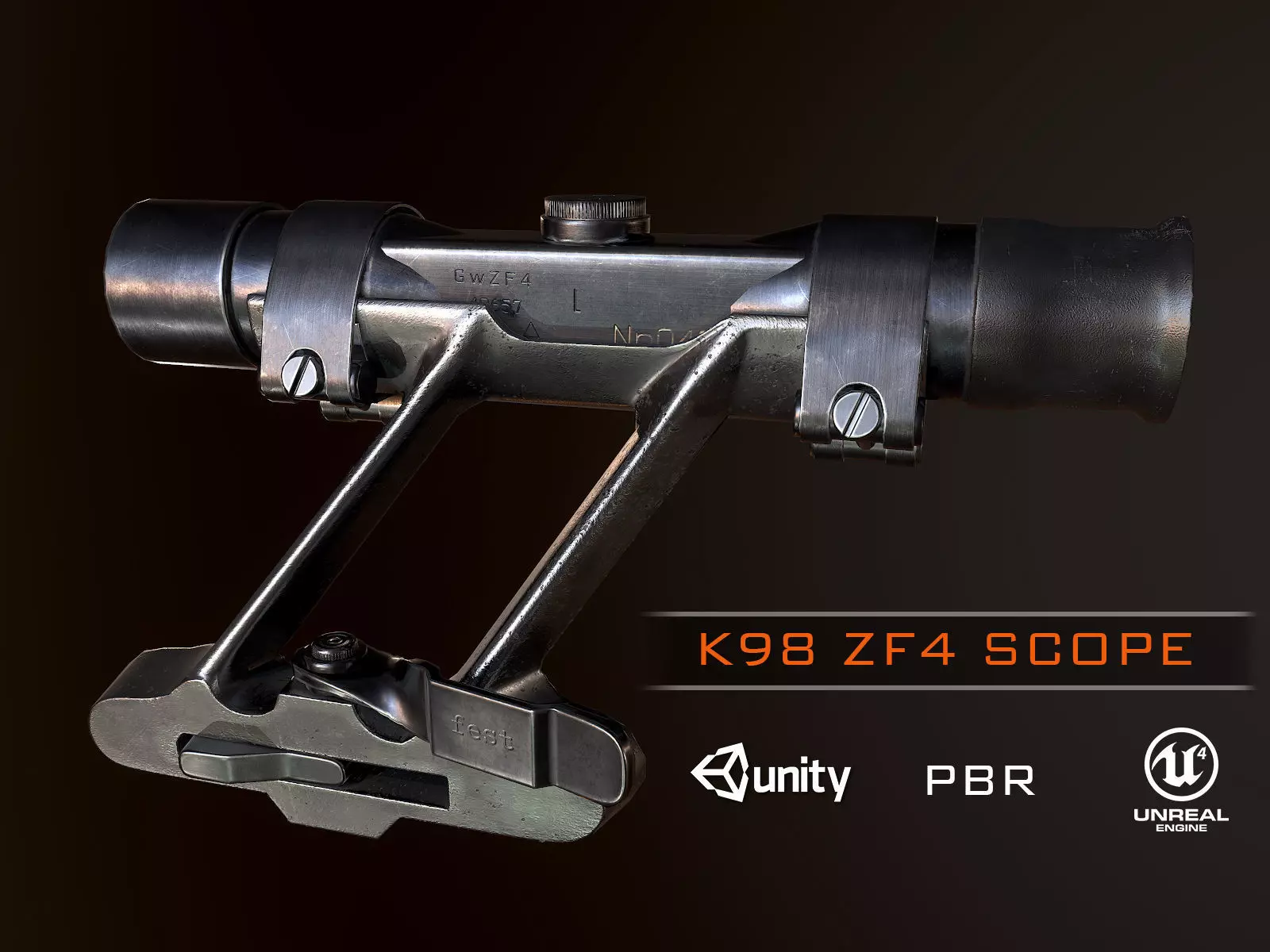 K98 ZF4 German Scope WW2 PBR Low-poly 3D model_0