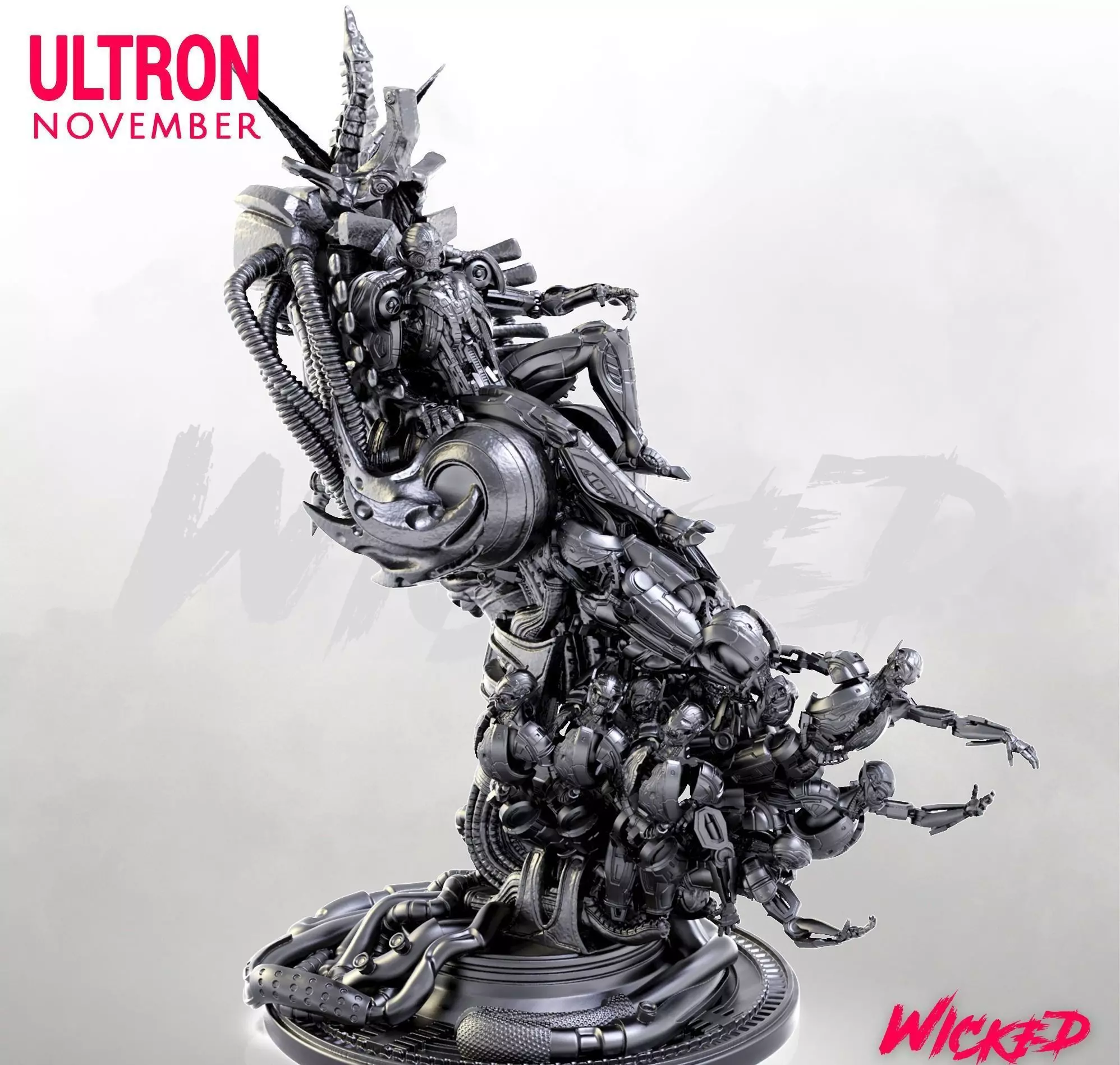 Wicked Marvel Ultron Sculpture STLs ready for printing Free 3D print model_0