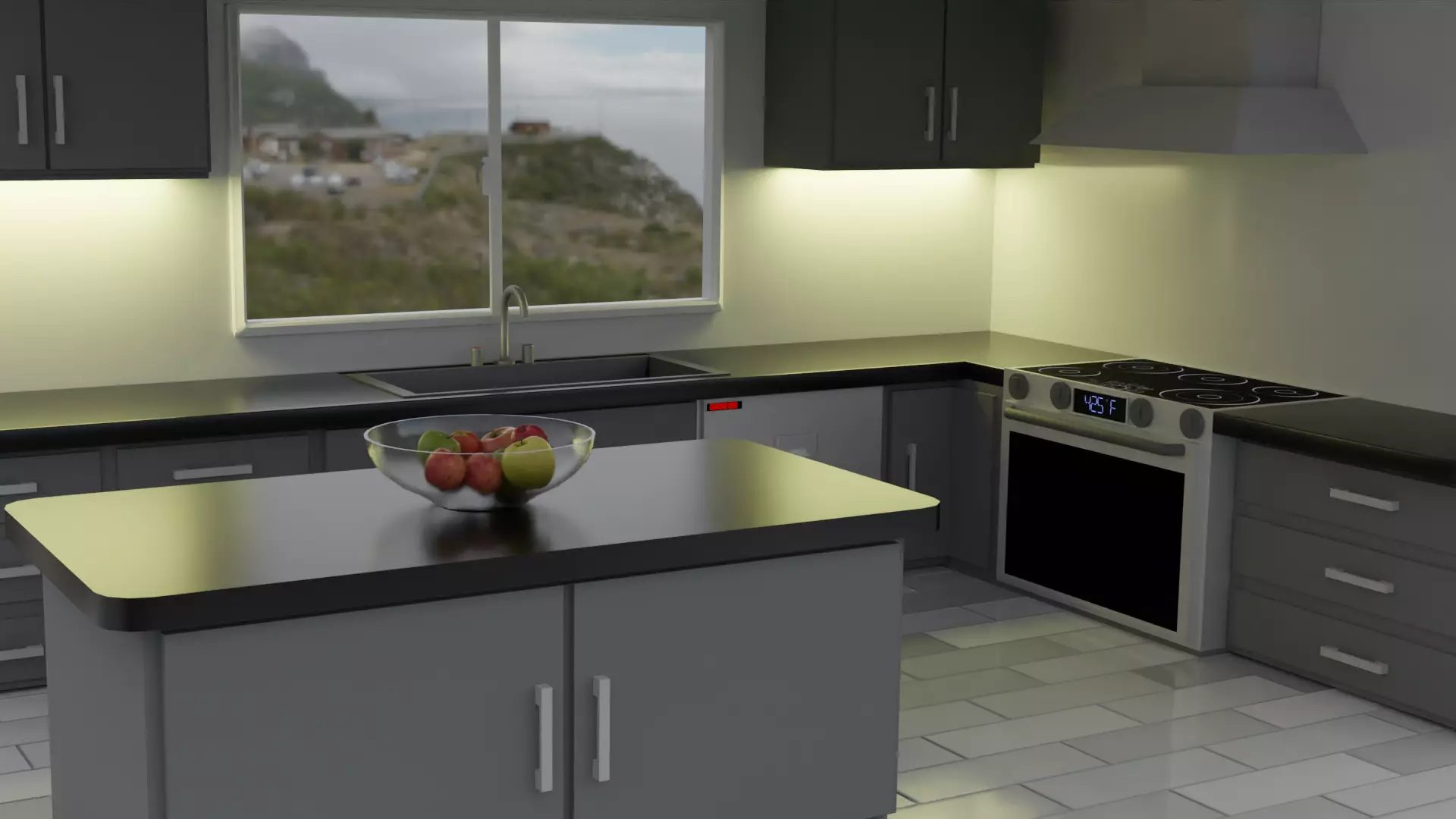 Semi-Realistic Modern Kitchen Free 3D model