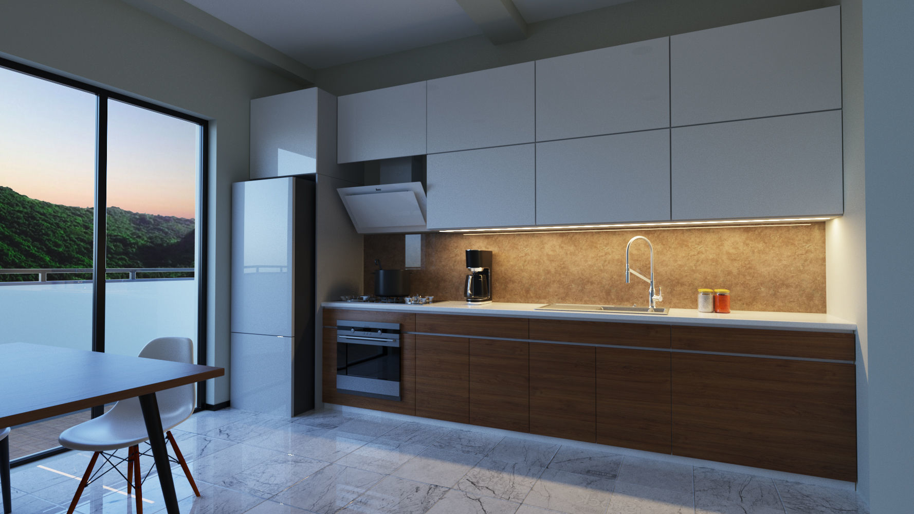 corona kitchen render setup 3D model_1