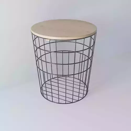 Coffee table 02 - metal basket with wooden lid 3D model