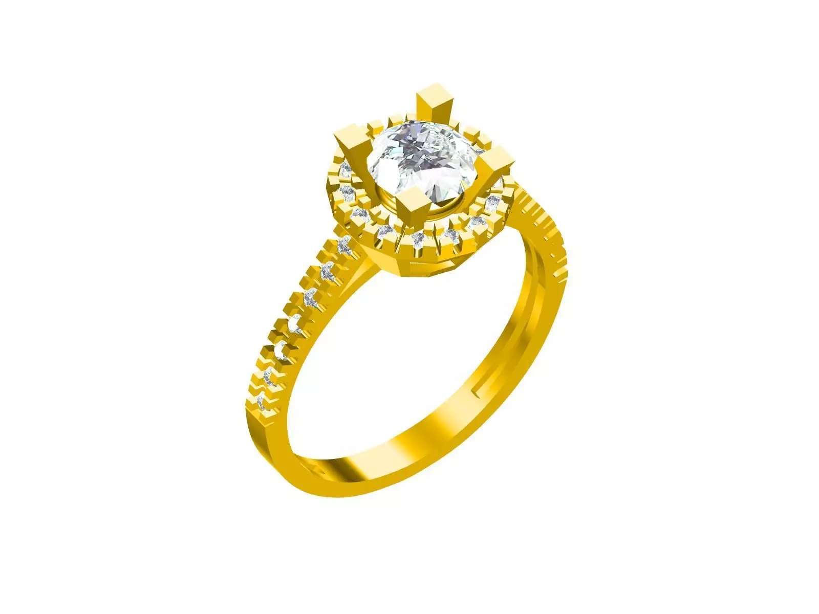 SOLiTAiRE gold engagement ring with diamonds Free 3D print model