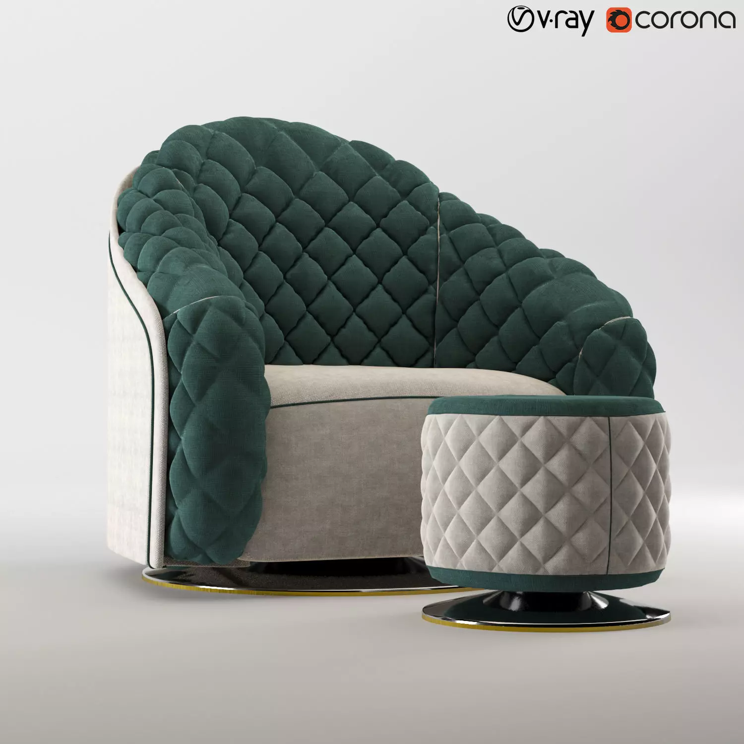 Portofino chair and ottoman 3D print model