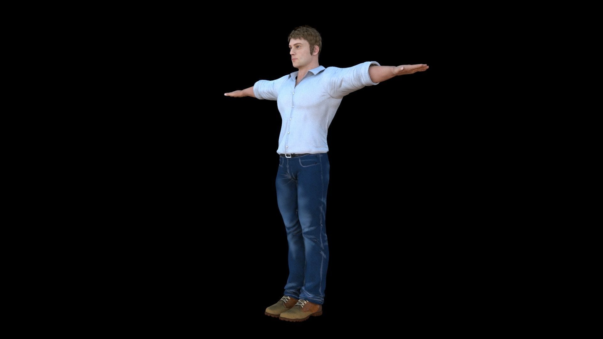 Human game ready rigged Low-poly 3D model_7