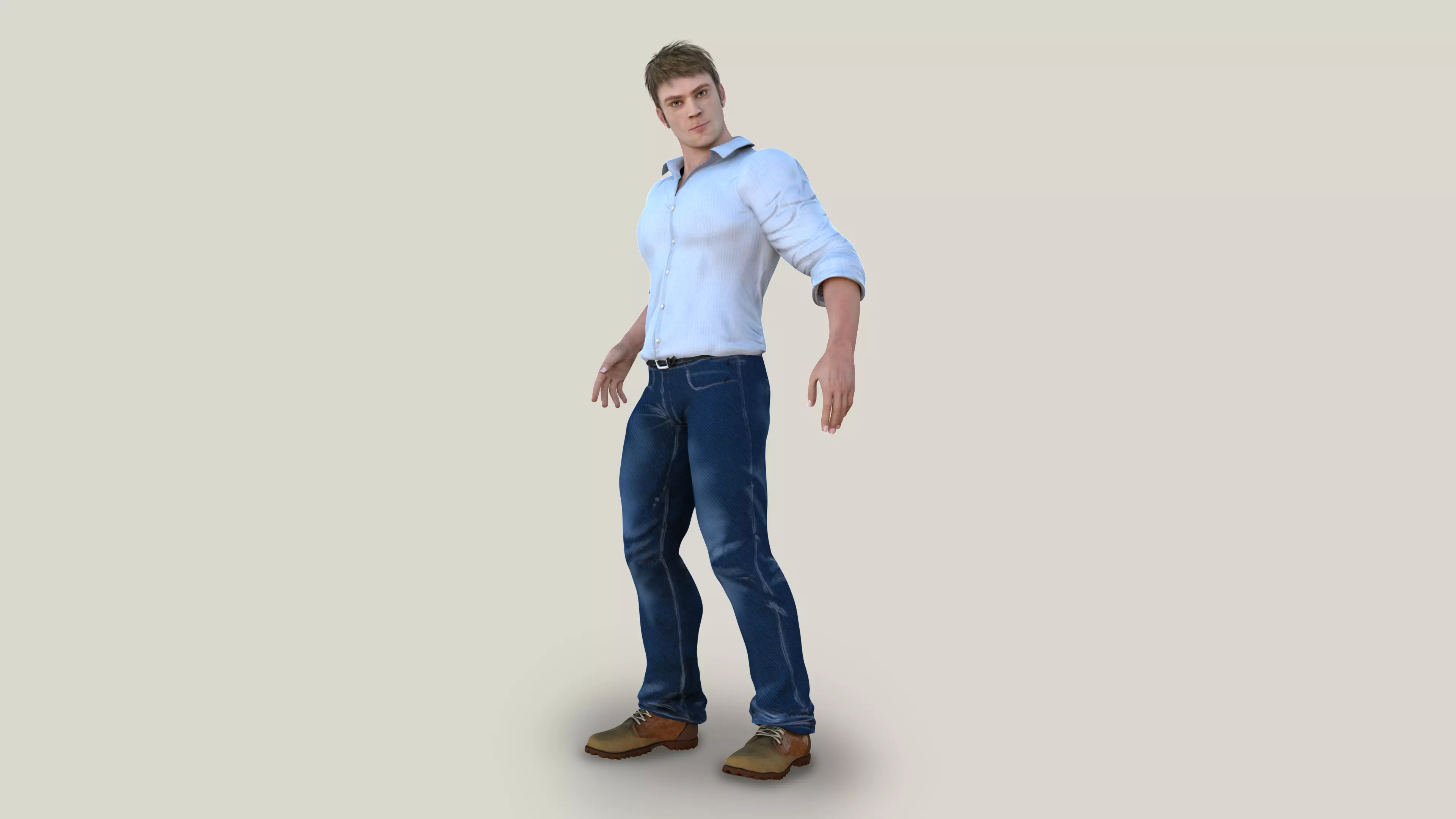 Human game ready rigged Low-poly 3D model_0