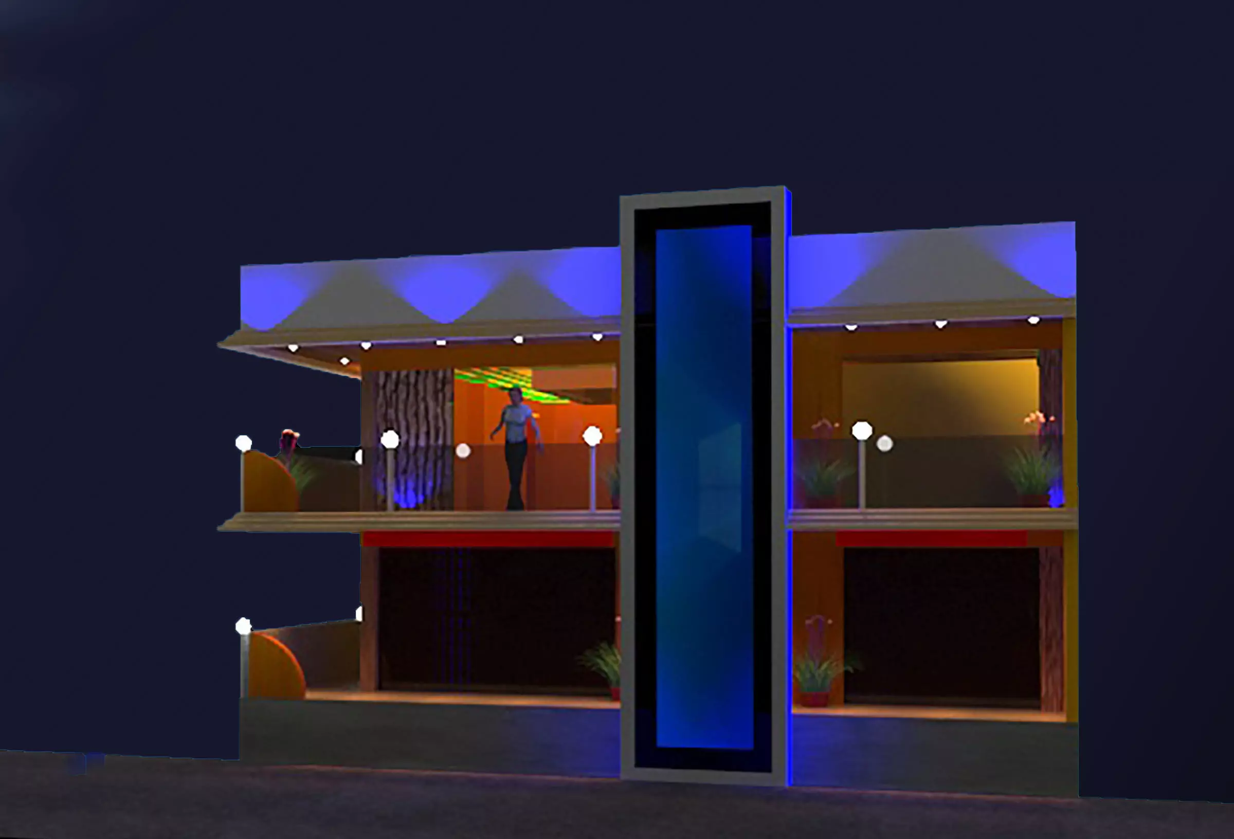House decorated with lights 3D model_0