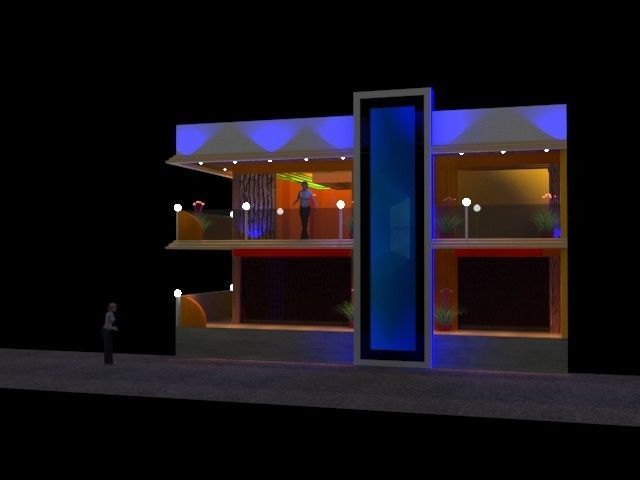 House decorated with lights 3D model_1
