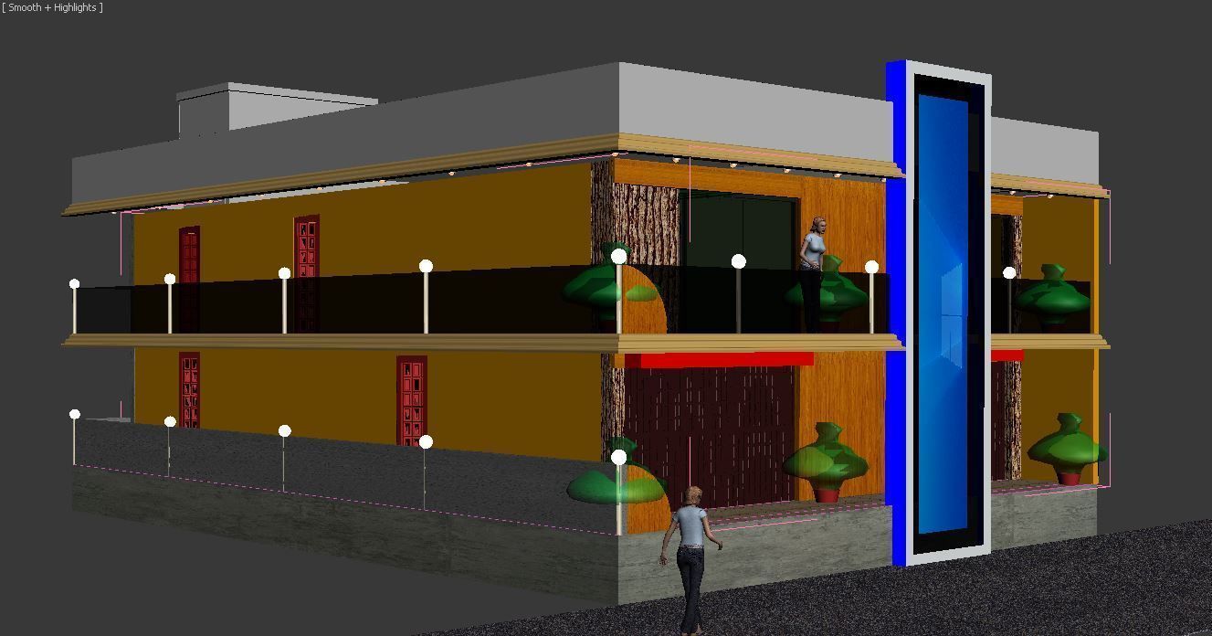 House decorated with lights 3D model_3