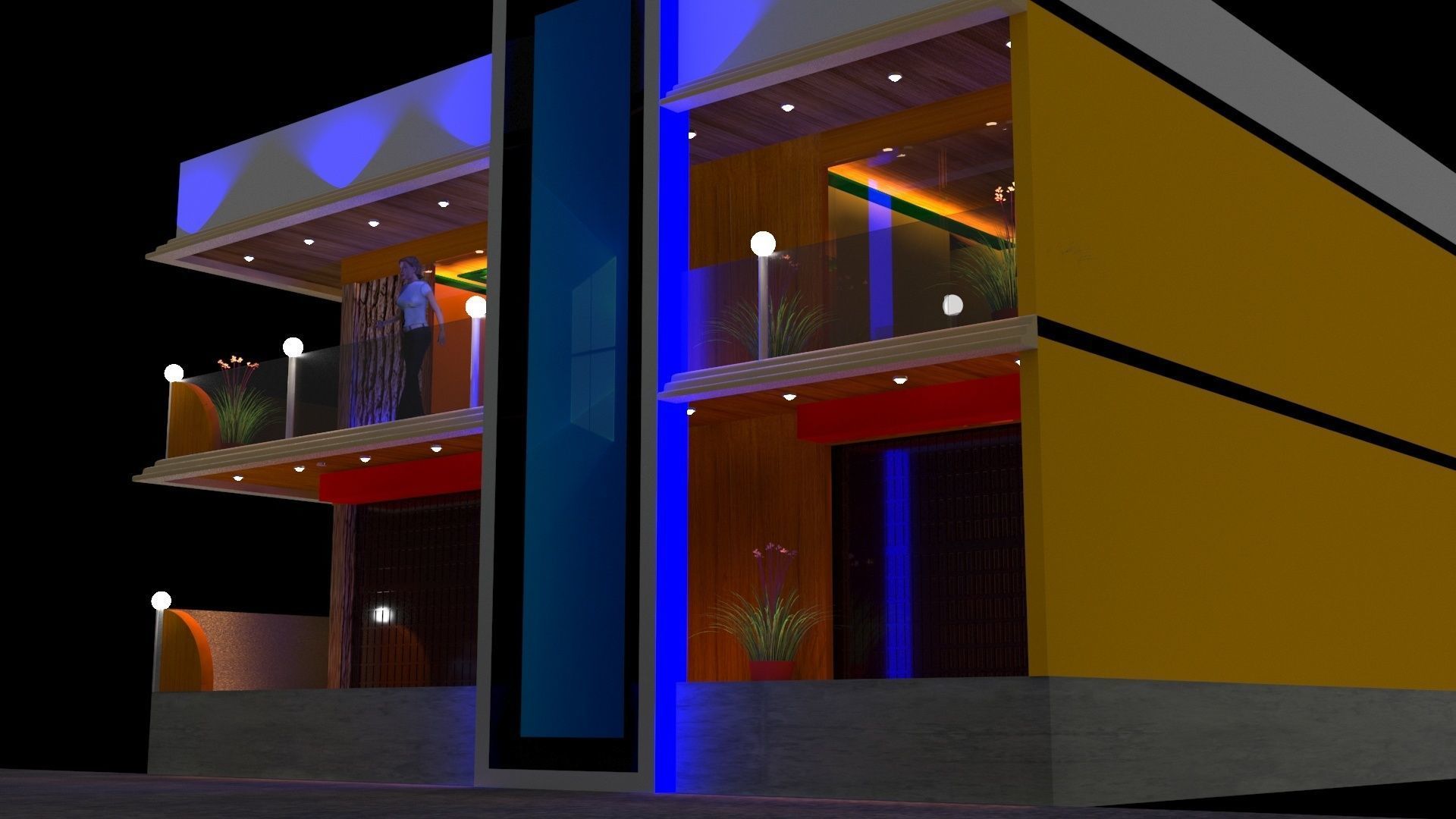 House decorated with lights 3D model_2