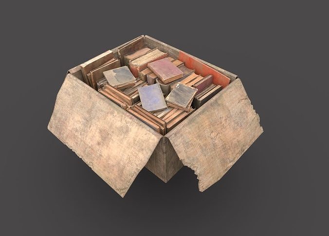 Dirty Book Cardboard Box Low-poly 3D model