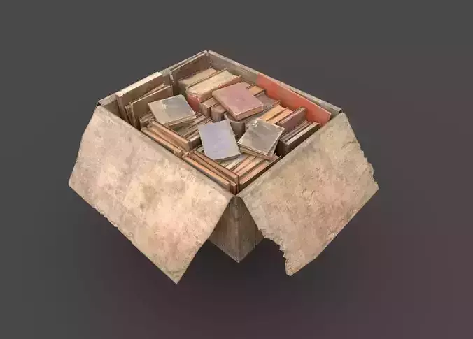 Dirty Book Cardboard Box Low-poly 3D model
