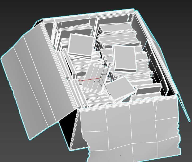 Dirty Book Cardboard Box Low-poly 3D model_7