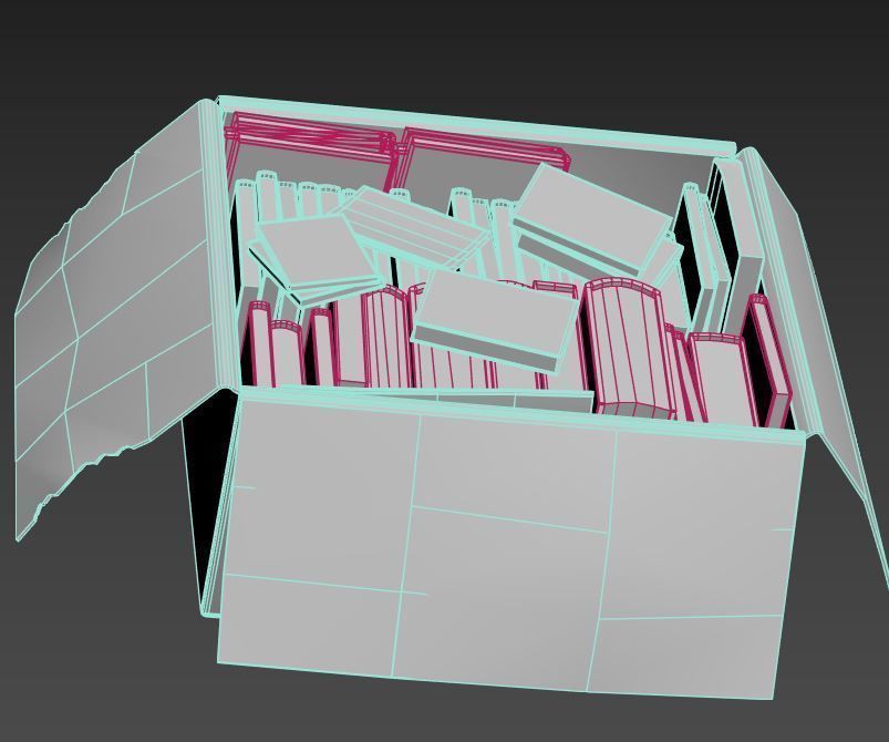 Dirty Book Cardboard Box Low-poly 3D model_9
