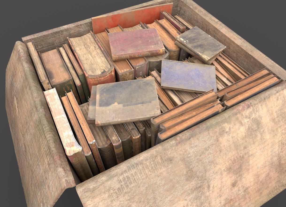 Dirty Book Cardboard Box Low-poly 3D model_4