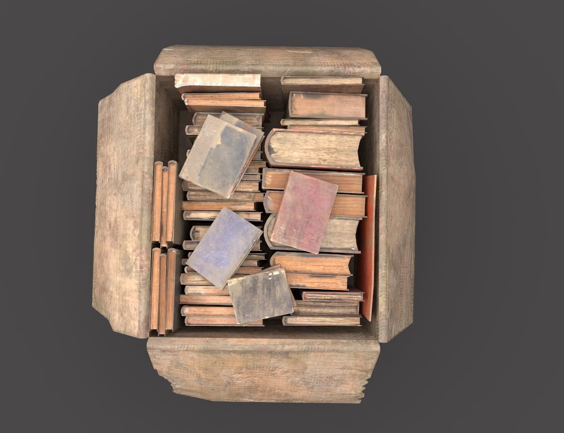 Dirty Book Cardboard Box Low-poly 3D model_3