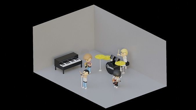 Drum Set to use in background Low-poly 3D model