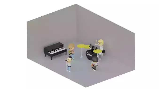 Drum Set to use in background Low-poly 3D model