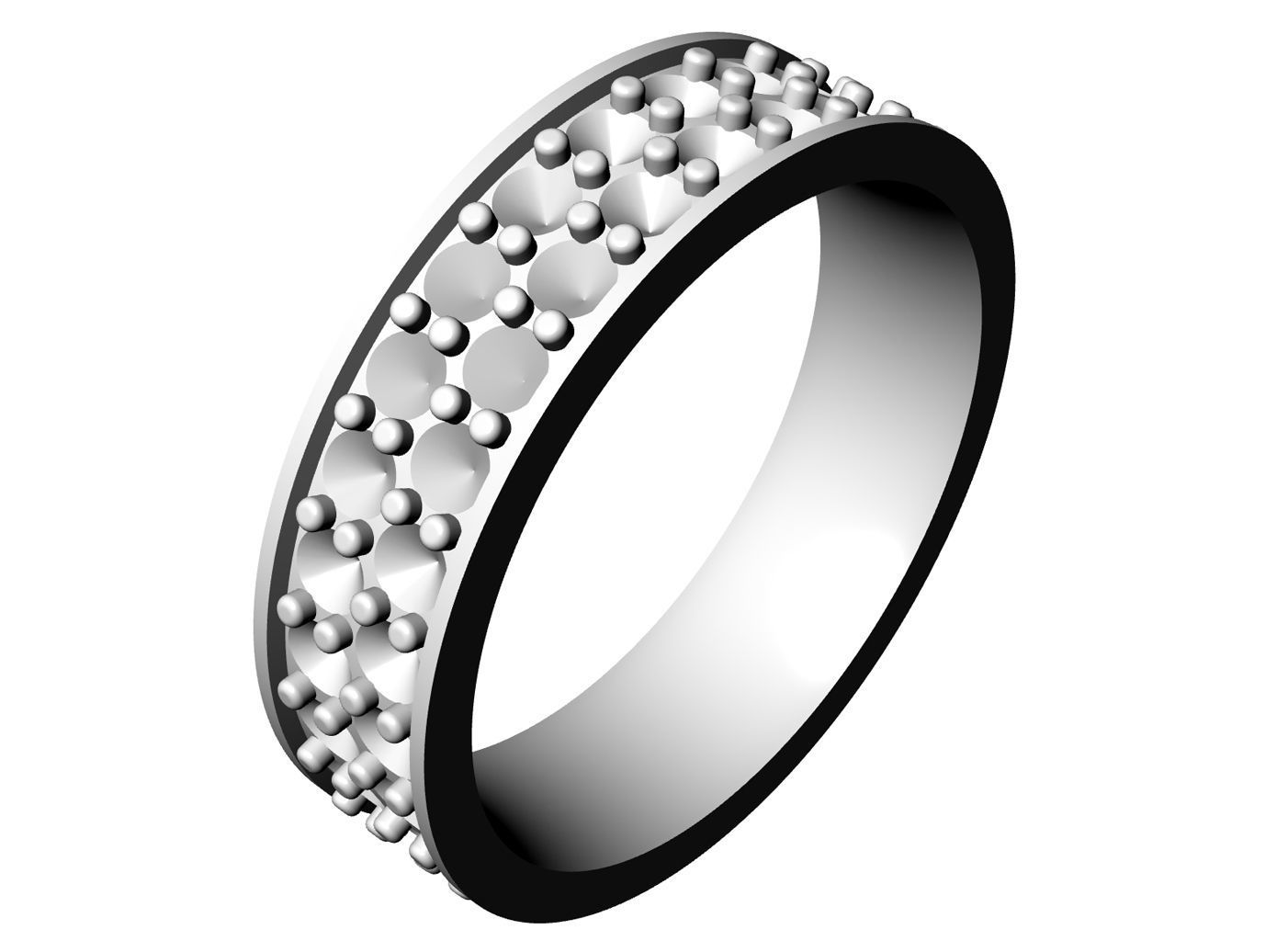 Eternity diamond ring 2 rows 3D print model_4