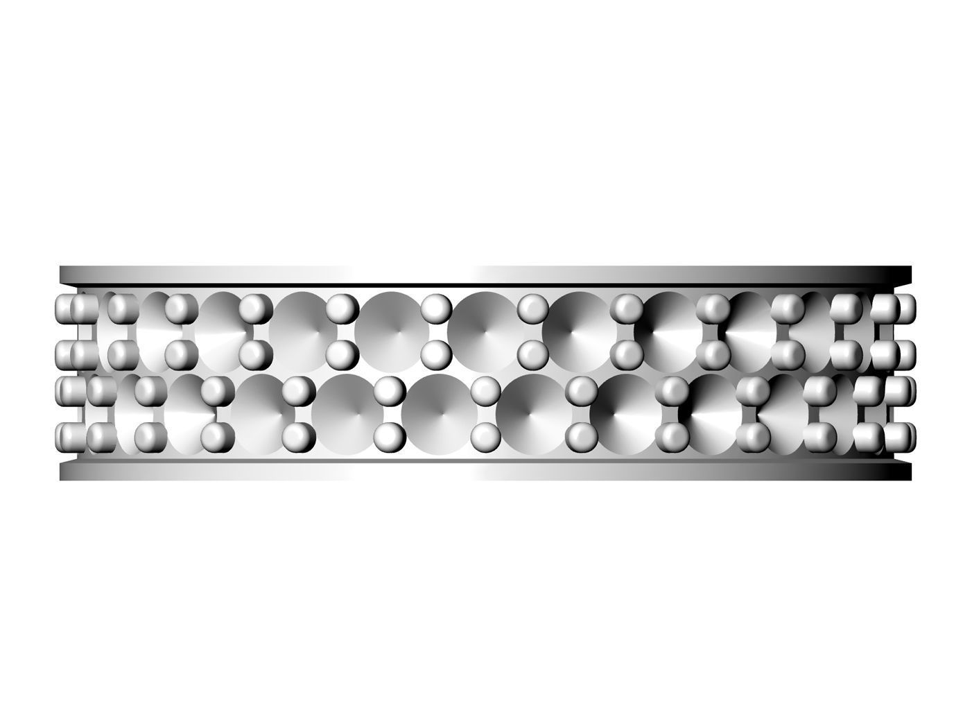 Eternity diamond ring 2 rows 3D print model_6