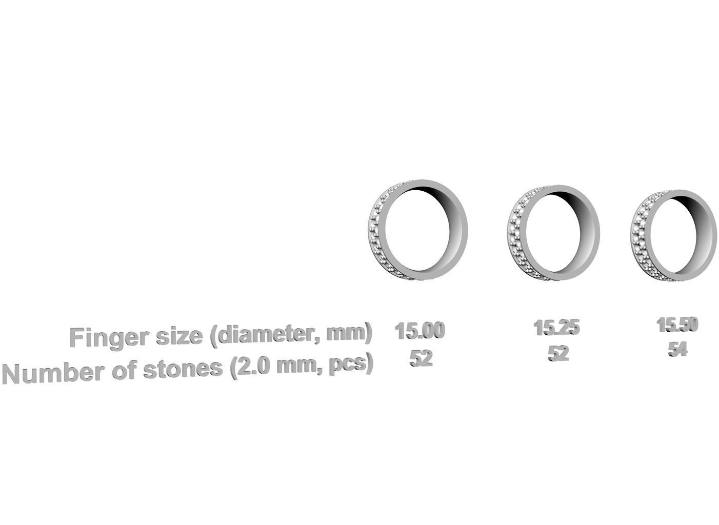 Eternity diamond ring 2 rows 3D print model_3