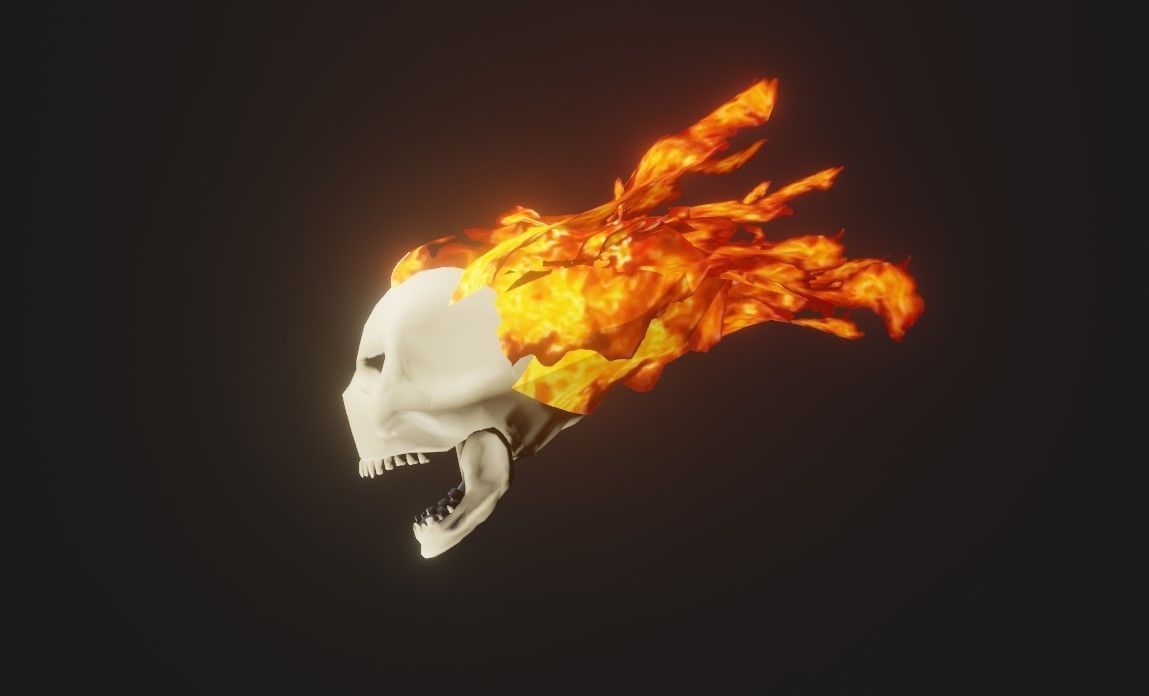 Fire Skull Head - Caveira de Fogo Low-poly 3D model_1