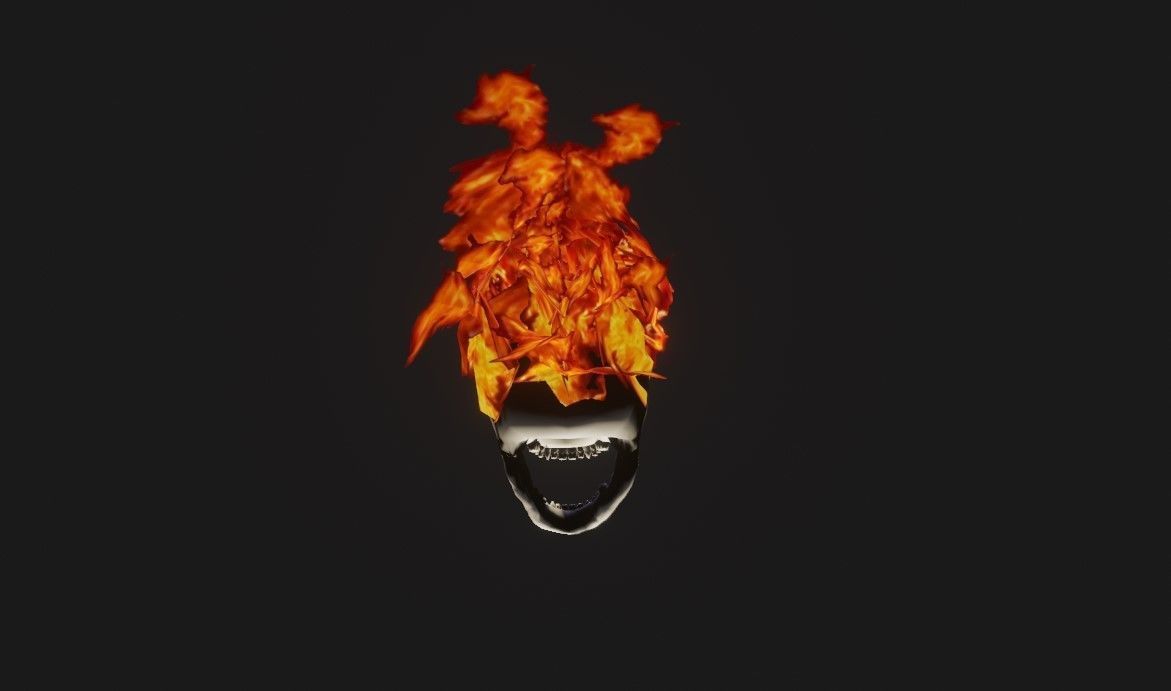 Fire Skull Head - Caveira de Fogo Low-poly 3D model_3