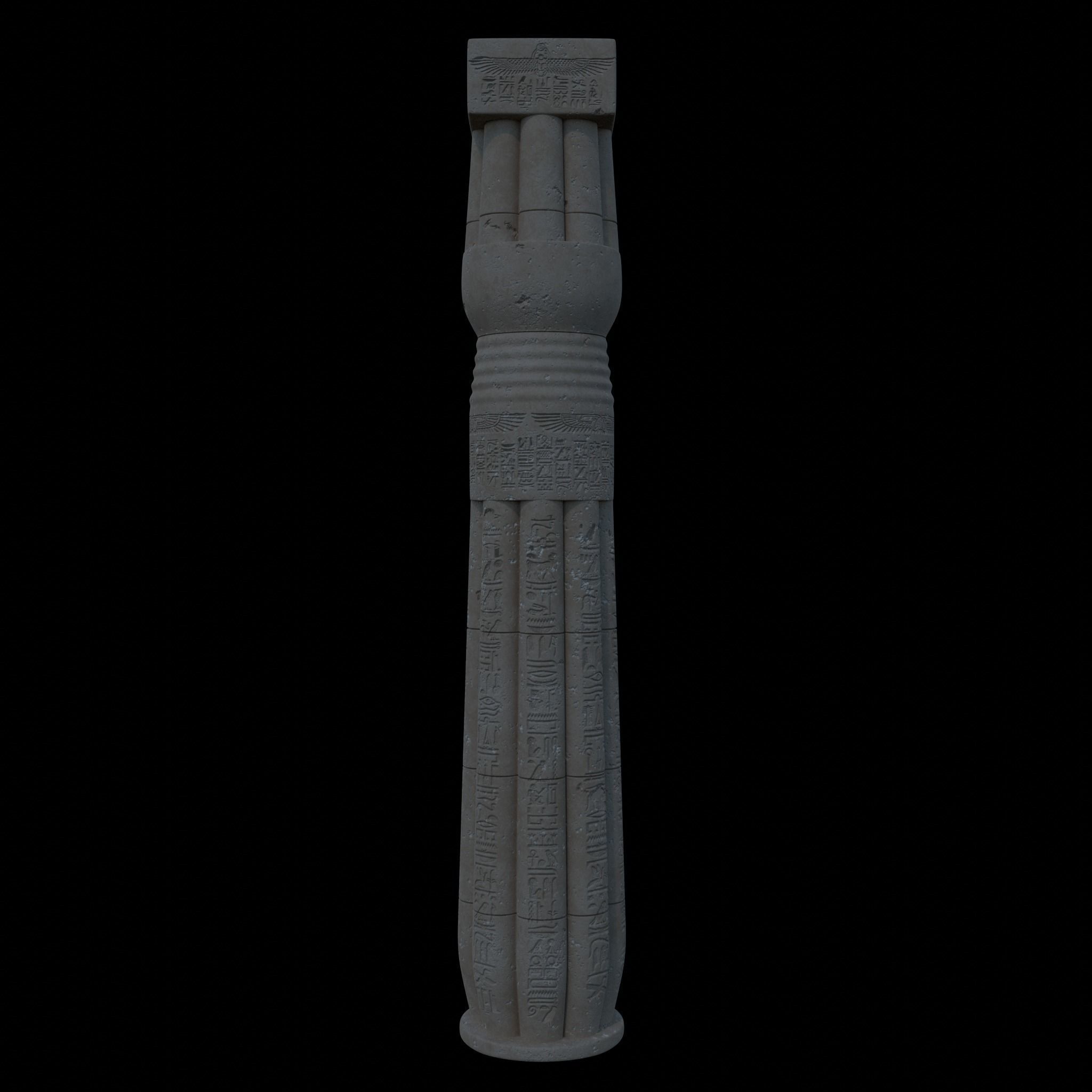 Ancient Egyptian Column 3D model_4