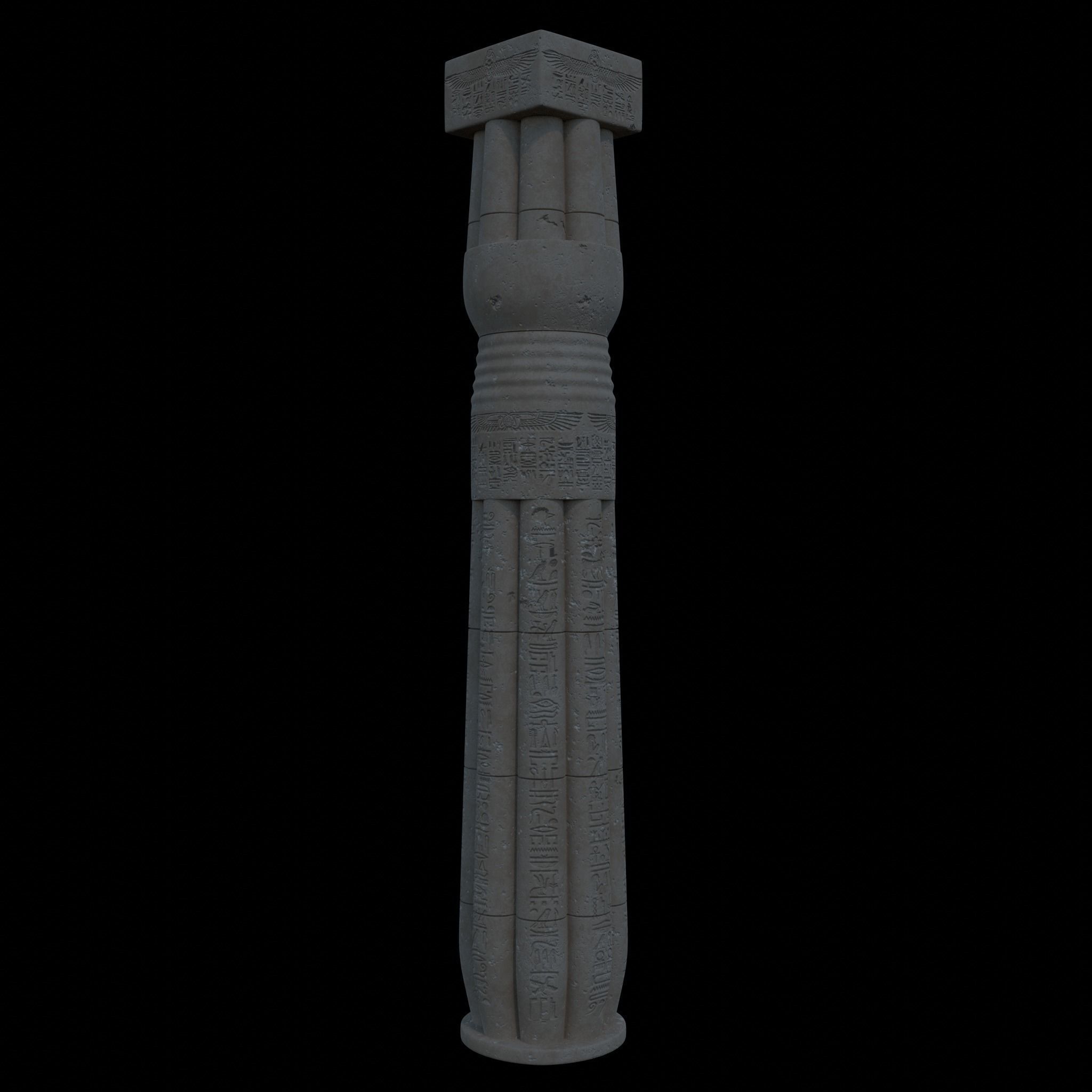 Ancient Egyptian Column 3D model_3