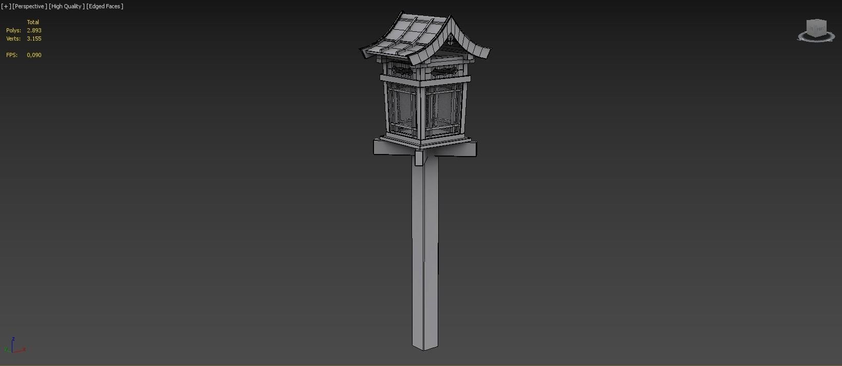 2 Japanese Wood Lamps - Fushimi Inari Taisha Low-poly 3D model_10
