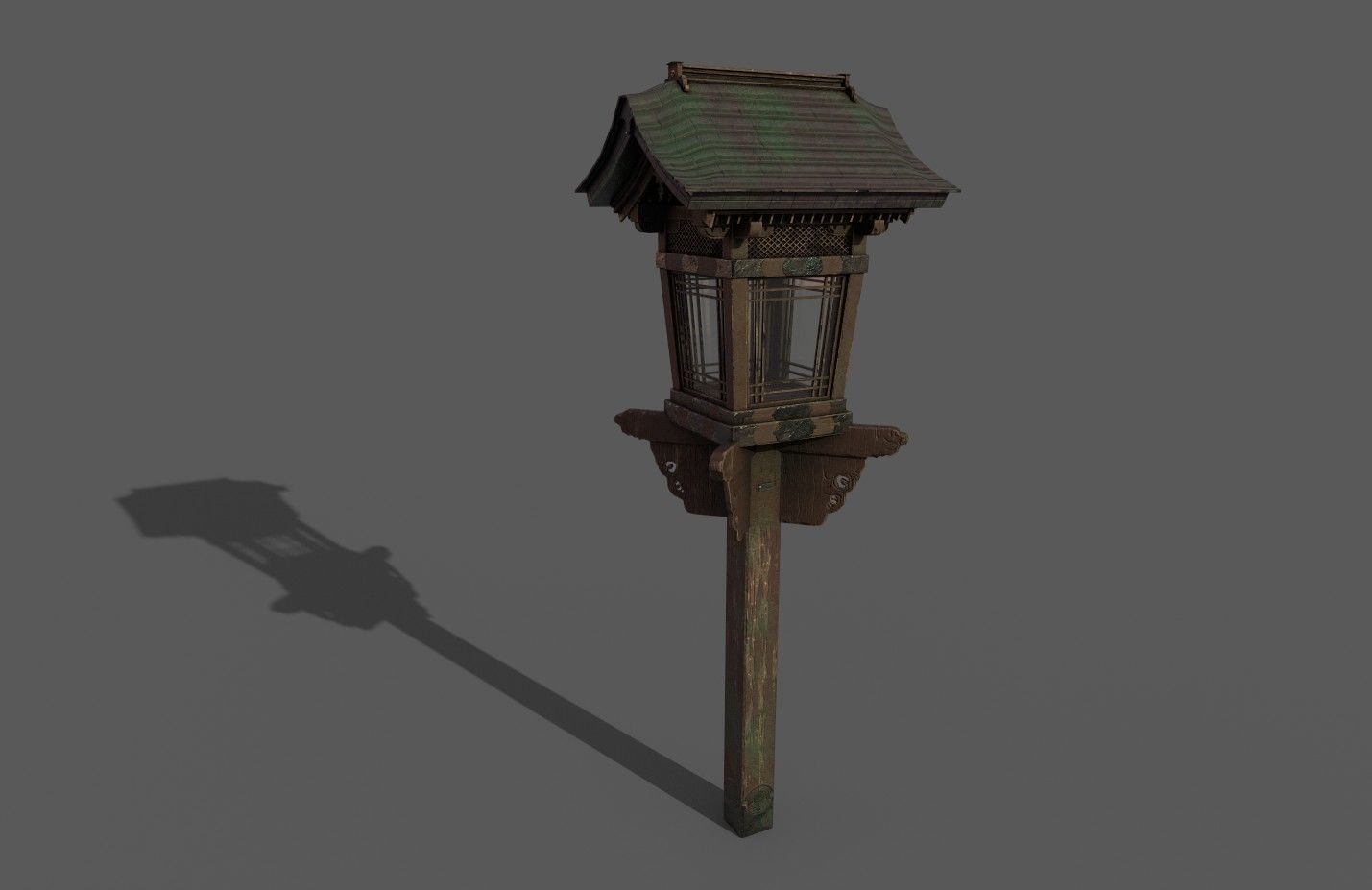 2 Japanese Wood Lamps - Fushimi Inari Taisha Low-poly 3D model_1