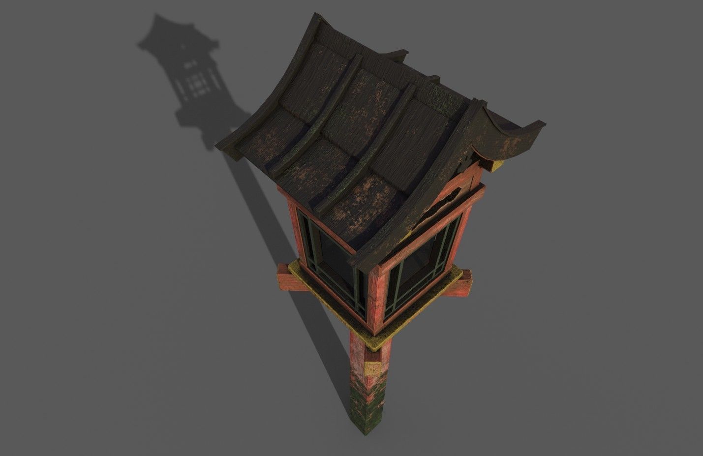 2 Japanese Wood Lamps - Fushimi Inari Taisha Low-poly 3D model_8
