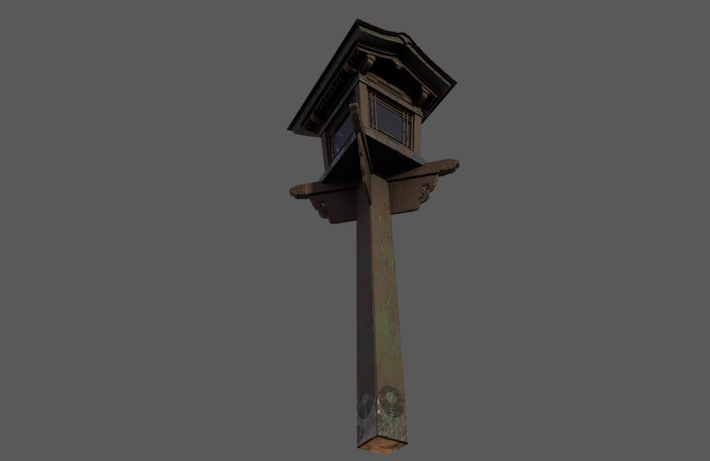 2 Japanese Wood Lamps - Fushimi Inari Taisha Low-poly 3D model_2
