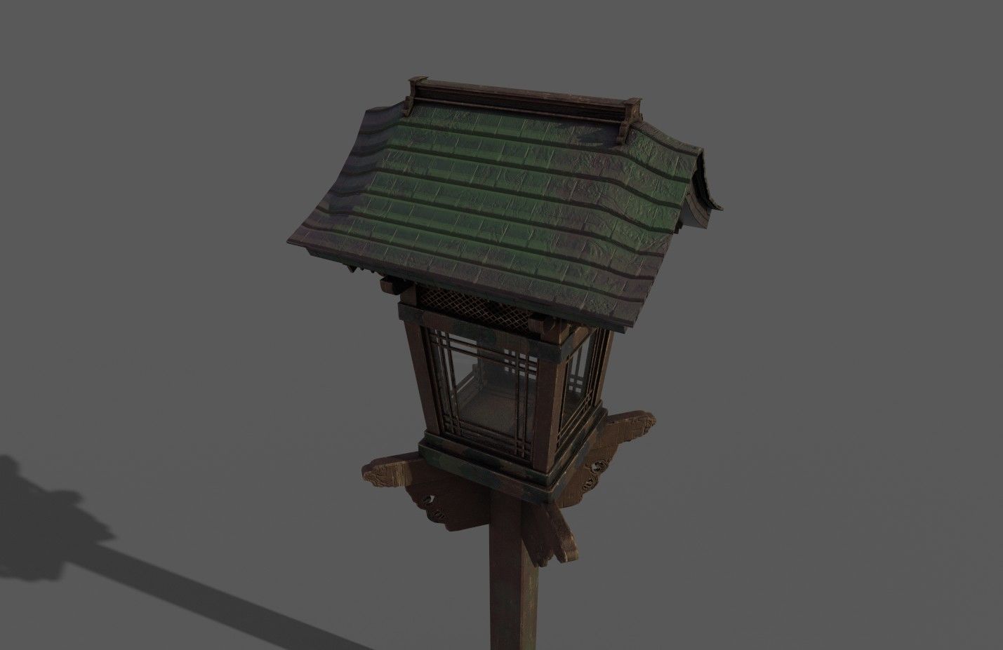 2 Japanese Wood Lamps - Fushimi Inari Taisha Low-poly 3D model_4