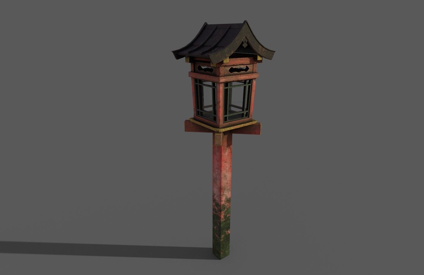 2 Japanese Wood Lamps - Fushimi Inari Taisha Low-poly 3D model_5